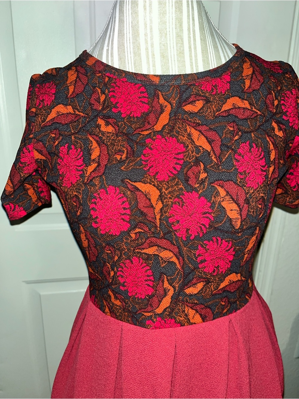 LuLaRoe Pink and Orange Floral Midi Dress